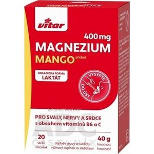 VITAR Magnézium 400 mg + vitamíny B6 a C vrecúška s príchuťou manga 1x20 ks vyobraziť