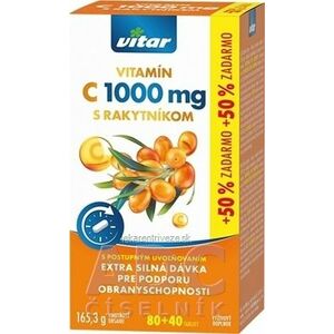 VITAR VITAMIN C 1000 mg S RAKYTNÍKOM tbl s postupným uvoľňovaním 80+40 (50% zadarmo) (120 ks) vyobraziť