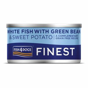 FISH4DOGS Konzerva pre psov Finest s bielou rybou, sladkými zemiakmi a zelenými fazuľkami 85 g vyobraziť