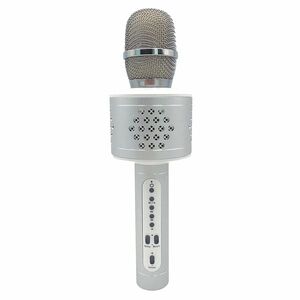 TEDDIES Mikrofón karaoke bluetooth strieborný na batérie s USB káblom vyobraziť
