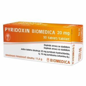 BIOMEDICA Pyridoxín 20 mg 30 tabliet vyobraziť