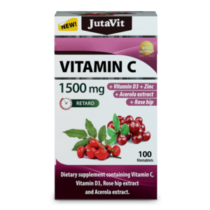 JUTAVIT Vitamín C 1500 mg s vitamínom D3 400IU, zinkom, šípkami a extraktom z aceroly 100 tabliet vyobraziť