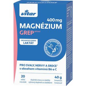 Vitar Magnézium 400 mg + vitamíny B6 a C s príchuťou grepu 20 vrecúšok vyobraziť