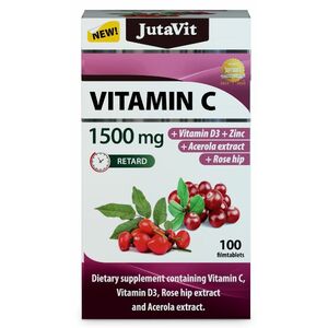 Jutavit Vitamín C 1500 mg s vitamínom D3, zinkom, šípkami a extraktom z aceroly 100 tabliet vyobraziť