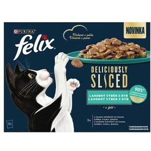 FELIX Deliciously sliced Multipack 4(12x80g) losos/ tuniak/ treska/ platesa v želé vyobraziť