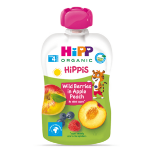HIPP Hippis 100% ovocie jablko broskyne lesné ovocie 100 g vyobraziť