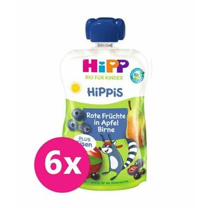 6x HIPP BIO HiPPiS Jablko-Hruška-Červené ovocie + železo 100 g, od 1 roka vyobraziť