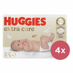 4x HUGGIES® Plienky jednorázové Extra Care 2 (3-6 kg) 58 ks vyobraziť