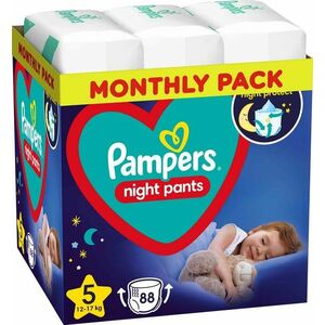 PAMPERS Night Pants Nohavičky plienkové jednorazové 5 (12-17 kg) 88 ks - MESAČNÁ ZÁSOBA vyobraziť