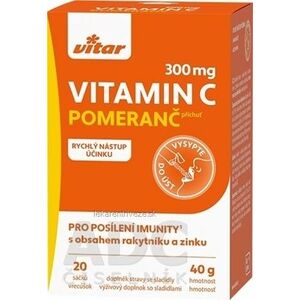 VITAR vitamín C 300 mg + rakytník + zinok vrecúška, sypká zmes s príchuťou pomaranč 1x20 ks vyobraziť