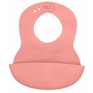 BABYONO Podbradník mäkký plastový s vreckom bez BPA pink 6m+ vyobraziť