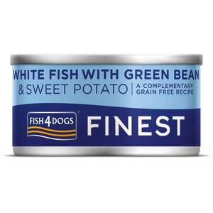 FISH4DOGS Konzerva pre psy Finest s bielou rybou, sladkými zemiakmi a zelenými fazuľkami 85g vyobraziť