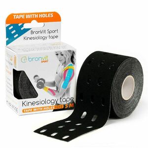 BronVit Sport Kinesiology Tape dierovaný čierna 5cmx5m vyobraziť