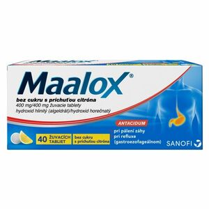 MAALOX Bez cukru citrón 400 mg 40 žuvacích tabliet vyobraziť
