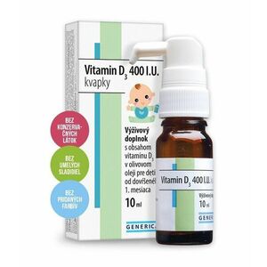 Generica Vitamin D3 400 I.U. kvapky 10 ml vyobraziť