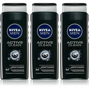 Nivea Men Active Clean sprchový gél pre mužov 3 x 500 ml (výhodné balenie) vyobraziť