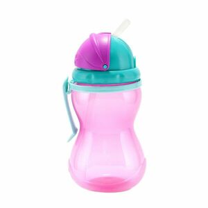 Canpol babies Športová fľaša so silikónovou slamkou 370ml 12m+ ružová vyobraziť