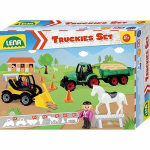 LENA Truckies set farma traktor s prívesom, nakladač s doplnkami vyobraziť