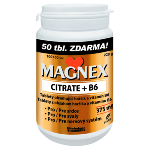 MAGNEX Citrate 375 mg a vitamín B6 100+50 tabliet VÝHODNÉ balenie vyobraziť