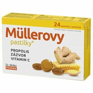 Müllerove pastilky Mülerove pastilky s propolisom, zázvorom a vitamínom C 24 pastiliek vyobraziť