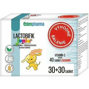 EdenPharma Lactobifik Junior 2x30 žuvacích tabliet + 40 tabliet Vitamín C jahoda zadarmo vyobraziť