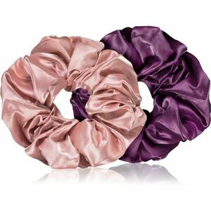 BrushArt Hair Large satin scrunchie set gumičky do vlasov Pink & Violet vyobraziť