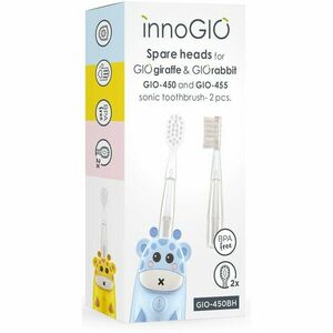 innoGIO GIOGiraffe & GIORabbit Spare Heads Transparent náhradné hlavice na zubnú kefku pre deti GIOGiraffe & GIORabbit Sonic Toothbrush 2 ks vyobraziť