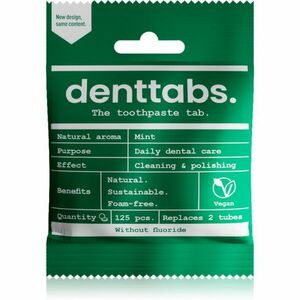 Denttabs Natural Toothpaste Tablets without Fluoride zubná pasta bez fluoridu v tabletách Mint 125 tbl vyobraziť