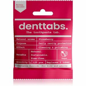 Denttabs Brush Teeth Tablets Kids with Fluoride zubná pasta s fluoridom v tabletách pre deti Strawberry 125 tbl vyobraziť