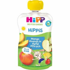 Hipp HiPPis BIO jablko - broskyňa - mango - ananas + zinok detský príkrm 100 g vyobraziť