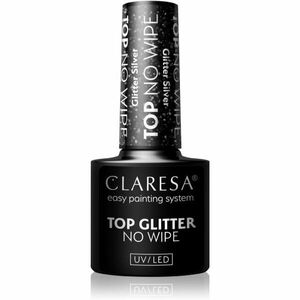 Claresa UV/LED Top Glitter No Wipe gélový vrchný lak na nechty trblietavý odtieň Glitter Silver 5 g vyobraziť