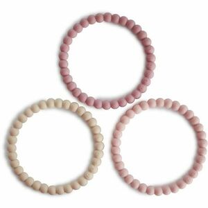 Mushie Pearl Teething Bracelet hryzadielko Linen-Peony-Pale-Pink 3 ks vyobraziť