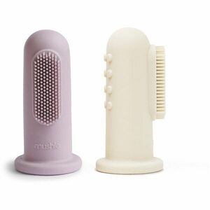 Mushie Finger Toothbrush detská zubná kefka na prst Soft Lilac/Ivory 2 ks vyobraziť