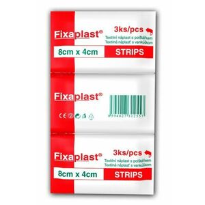 Fixaplast Strips náplasť 8 x 4 cm textilná s vankúšikom 3 ks vyobraziť