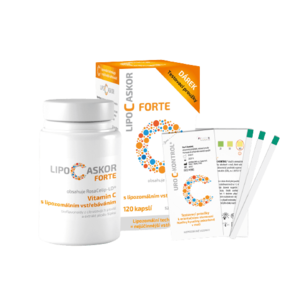Lipo C Ascor Forte vitamín C s lipozomálnym vstrebávaním testovacie prúžky 4 ks + 120 kapsúl vyobraziť