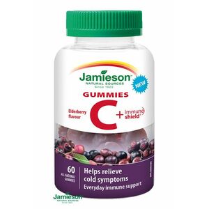 Jamieson Vitamin C+Immune Shield Gummies s príchuťou bazy 60 ks vyobraziť