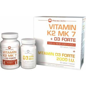 Pharma Activ Vitamin K2 MK7 + D3 Forte 125 tabliet + Vitamin D3 Forte 2000 I.U. vyobraziť