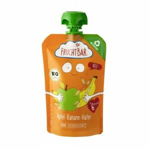 FRUCHTBAR 100% Recyklovateľné BIO ovocné vrecko s jablkom, pomarančom, banánom a ovsom 6m+ 100 g vyobraziť