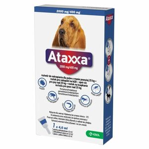 ATAXXA 2000 mg/400 mg roztok na kvapkanie na kožu pre psov nad 25 kg 1 pipeta vyobraziť