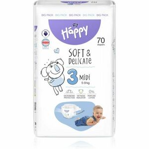 BELLA Baby Happy Soft&Delicate Size 3 MIdi jednorazové plienky 5-9 kg 70 ks vyobraziť