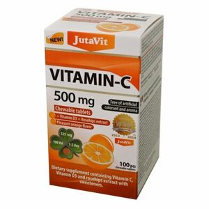 JUTAVIT Vitamín C 500 mg s vitamínom D3 2000IU a extraktom zo šípok 25 mg s príchuťou pomaranča so sladidlami 100 žuvacích tabliet vyobraziť