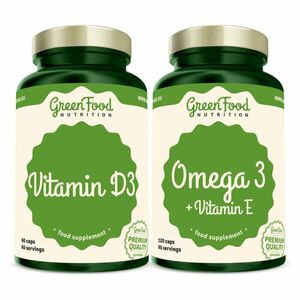GREENFOOD NUTRITION Omega 3 + vitamín E 120 kapsúl + vitamín D3 60 kapsúl vyobraziť