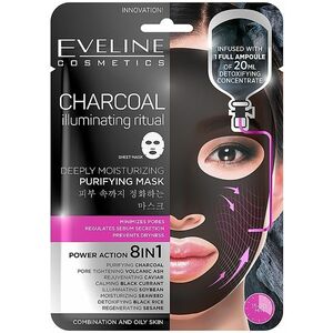 Eveline Cosmetics Eveline Charcoal Hĺbkovo čistiaca hydratačná pleťová maska s aktívnym čiernym uhlím 8v1 20 ml vyobraziť