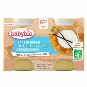 BABYBIO Brassé z ovčieho mlieka mirabelky vanilka 2x130 g vyobraziť