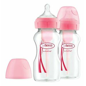 DR.BROWN'S Fľaša dojčenská Anti-colic Wide-Neck 2x270ml, ružová vyobraziť