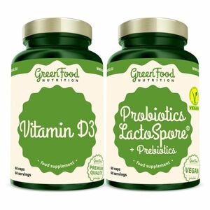 GREENFOOD NUTRITION Probiotics lactoSpore® + prebiotics 60 kapsúl + vitamín D3 60 kapsúl vyobraziť