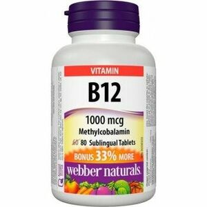 Webber Naturals Vitamín B12 1000 mcg pod jazyk Methylcobal. 60 +20tbl 80 tabliet vyobraziť