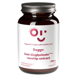Beggs Iron bisglycinate 20mg, rosehip extract 100 kapsúl vyobraziť