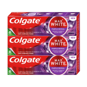 Colgate Max White Purple Reveal bieliaca zubná pasta 3 x 75 ml vyobraziť
