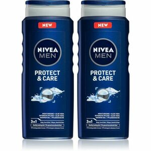 Nivea Men Protect & Care sprchový gél na tvár, telo a vlasy 2 x 500 ml (výhodné balenie) vyobraziť